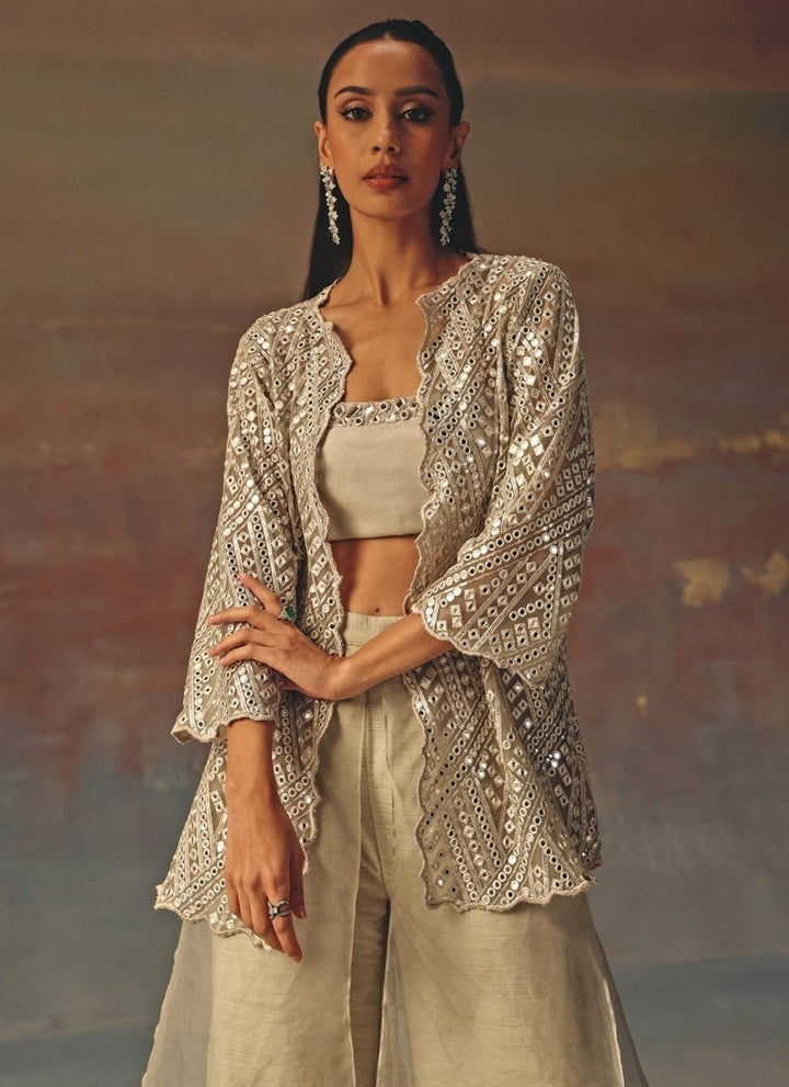 Twenty Nine Silver Dupion Palazzo With JacketFabilicious Fashion