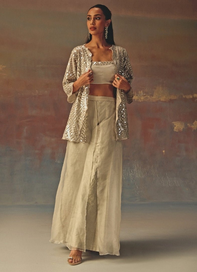 Twenty Nine Silver Dupion Palazzo With JacketFabilicious Fashion