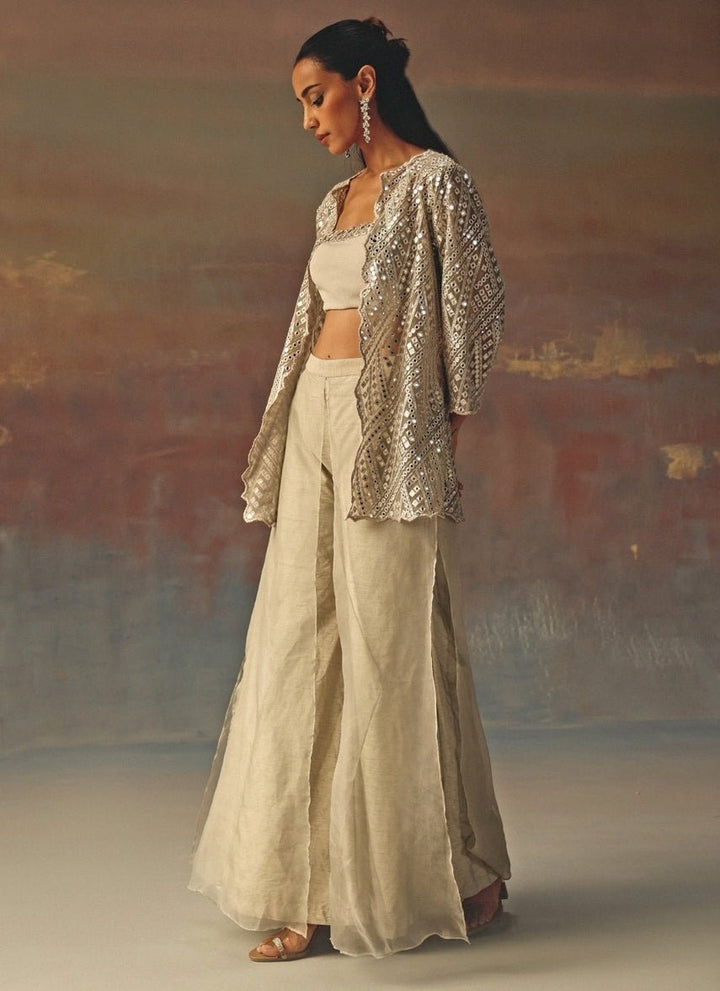Twenty Nine Silver Dupion Palazzo With JacketFabilicious Fashion