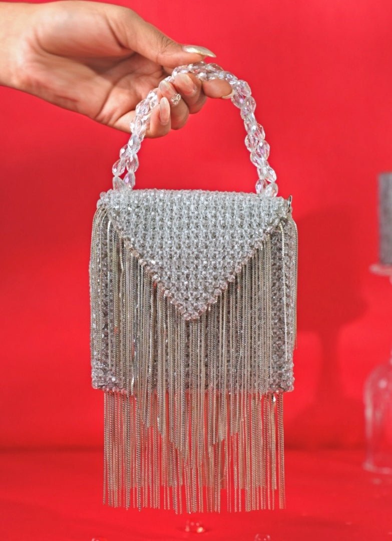 Silver Embellished Mini Bag House of Kosha - Fabilicious Fashion