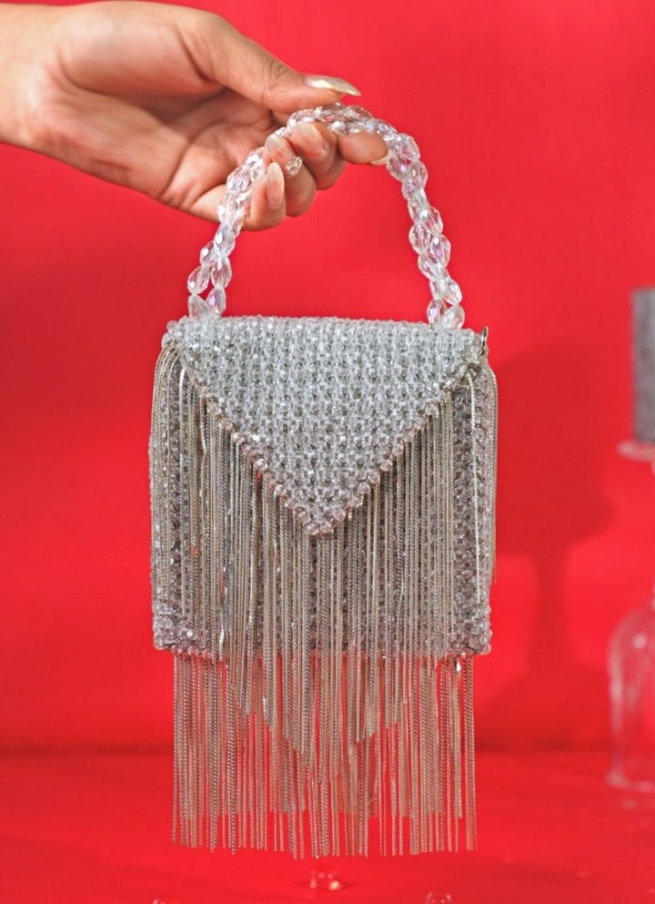 Silver Embellished Mini Bag House of Kosha - Fabilicious Fashion