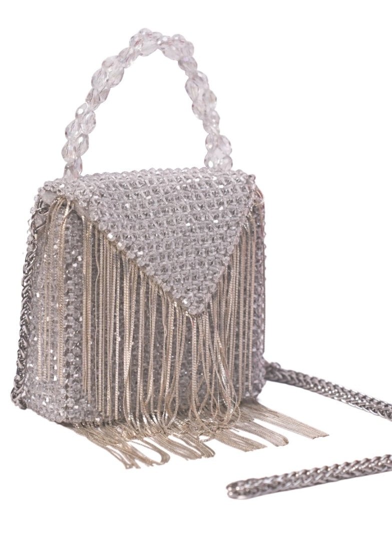 Silver Embellished Mini Bag House of Kosha - Fabilicious Fashion