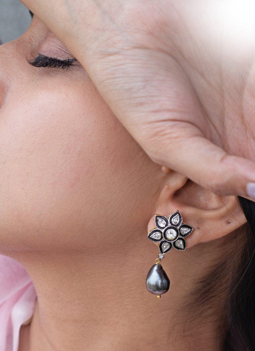 Do Taara Silver Floral Polki EarringsFabilicious Fashion