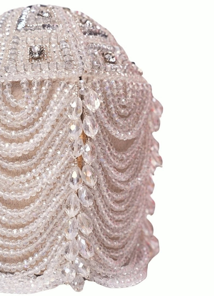 Silver Georgette Embellished Bucket Bag House of Kosha - Fabilicious Fashion