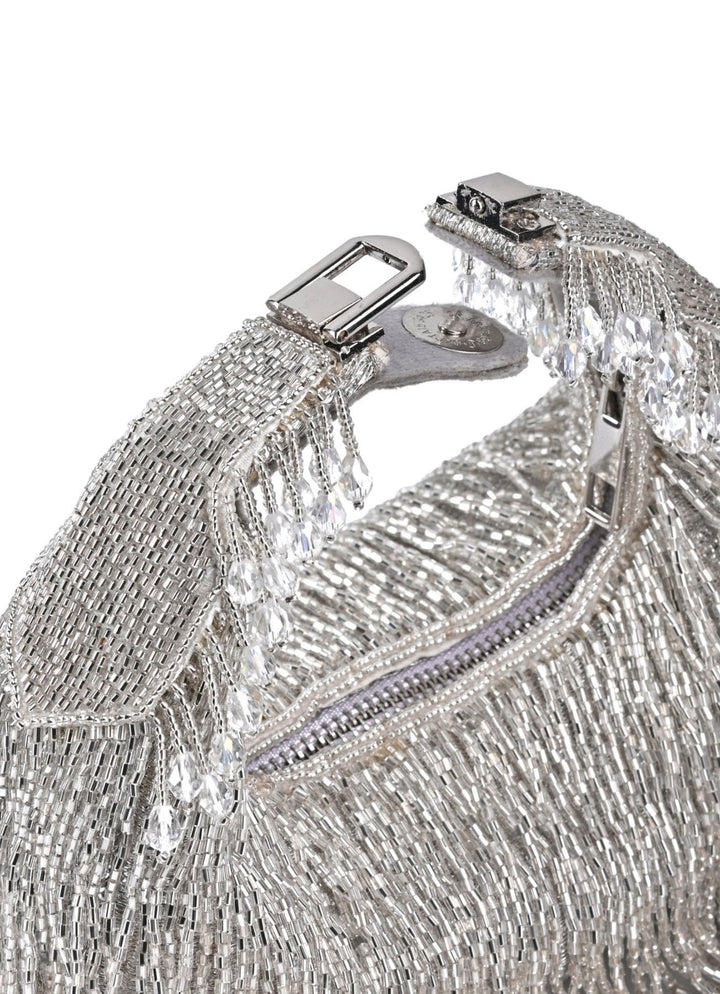 Silver Georgette Handcrafted Hand Bag House of Kosha - Fabilicious Fashion