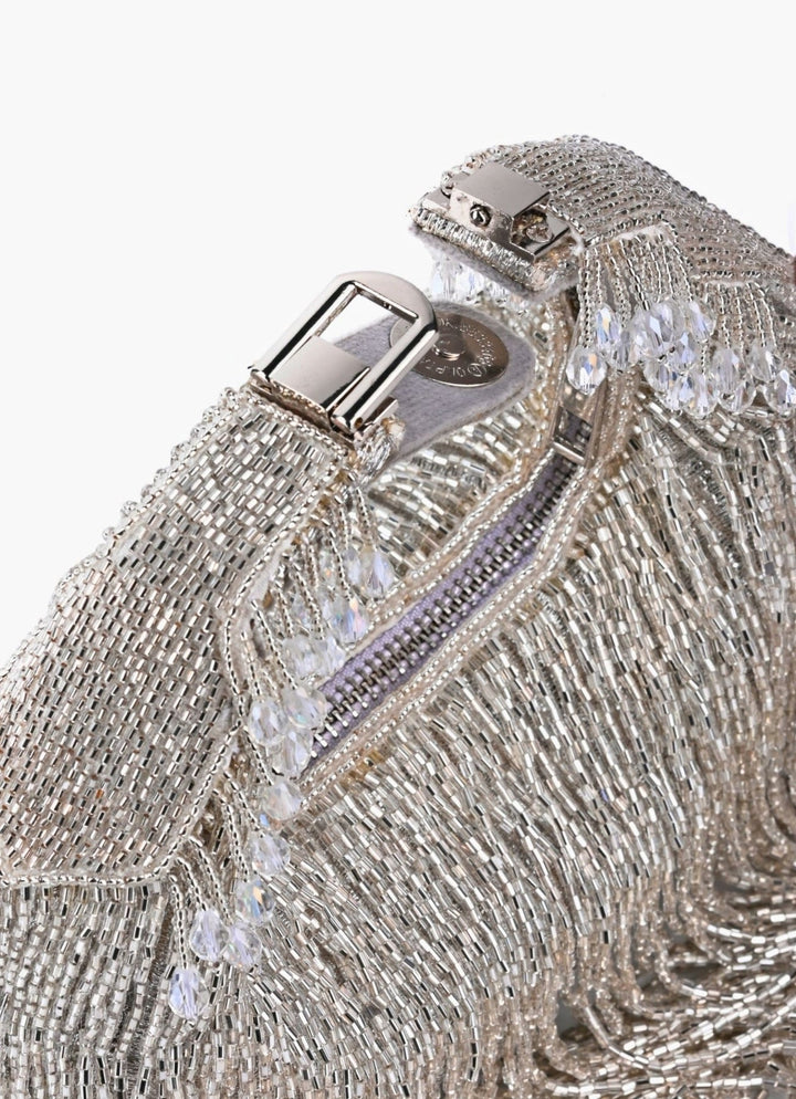 Silver Georgette Handcrafted Hand Bag House of Kosha - Fabilicious Fashion
