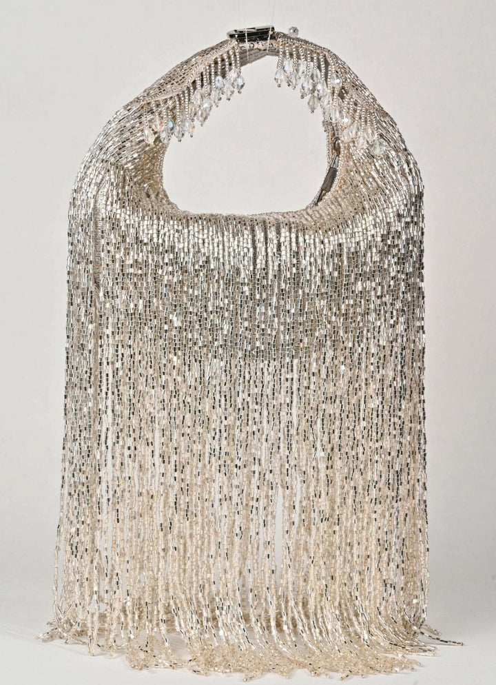 Silver Georgette Handcrafted Hand Bag House of Kosha - Fabilicious Fashion