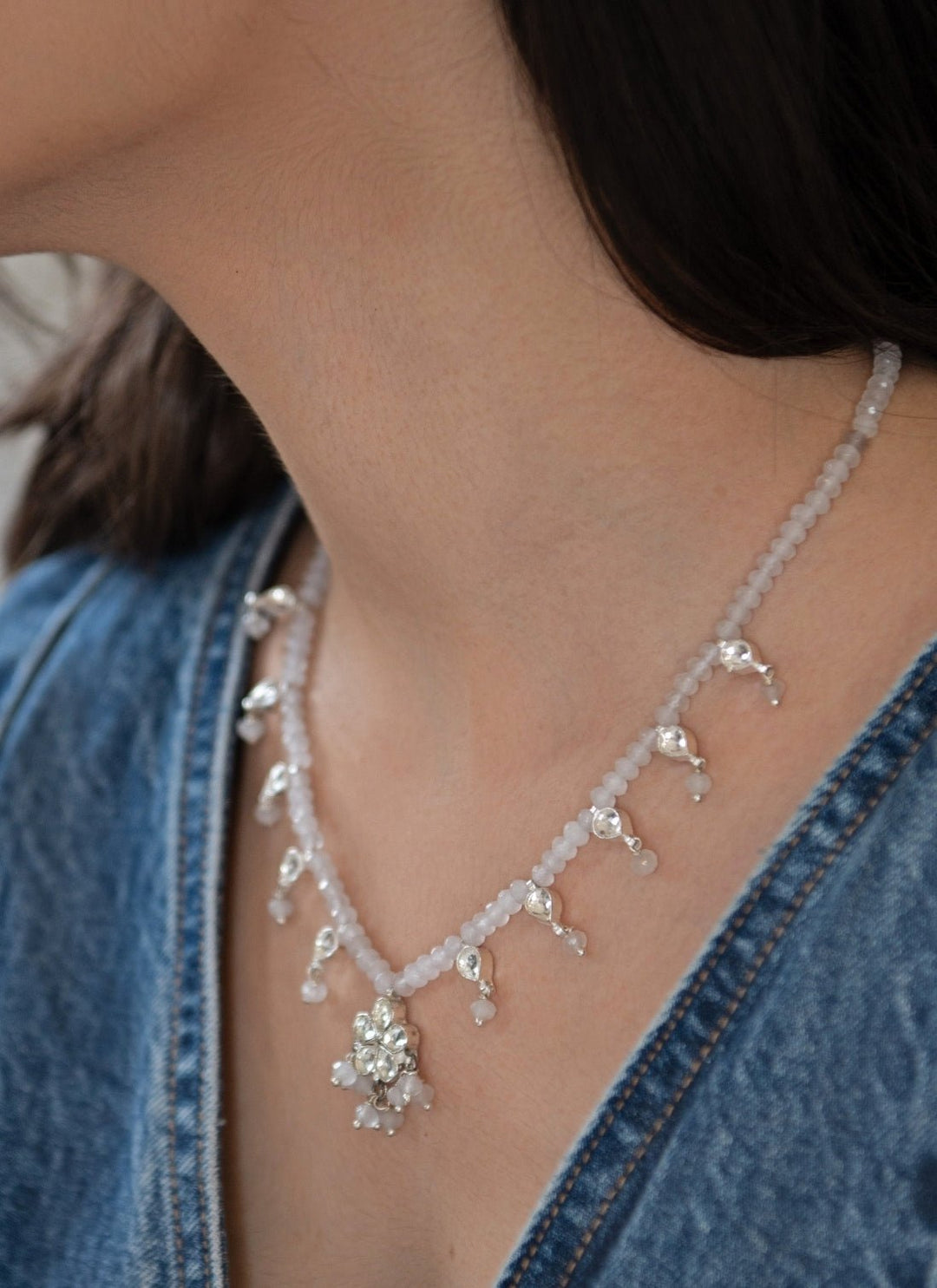 Do Taara Silver Kundan NecklaceFabilicious Fashion