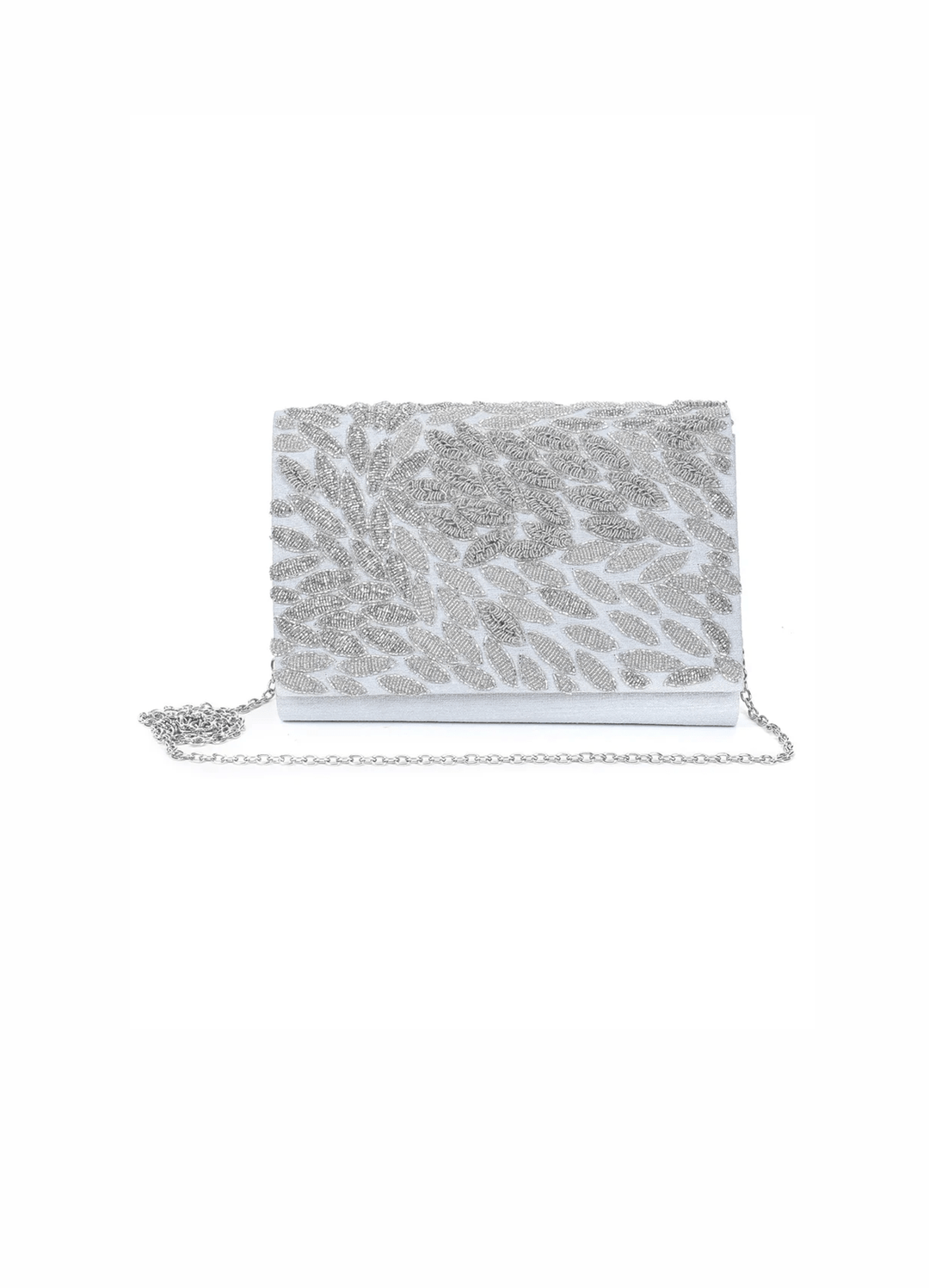 Silver Leaf Sparkle Clutch The Purple Sack - Fabilicious Fashion