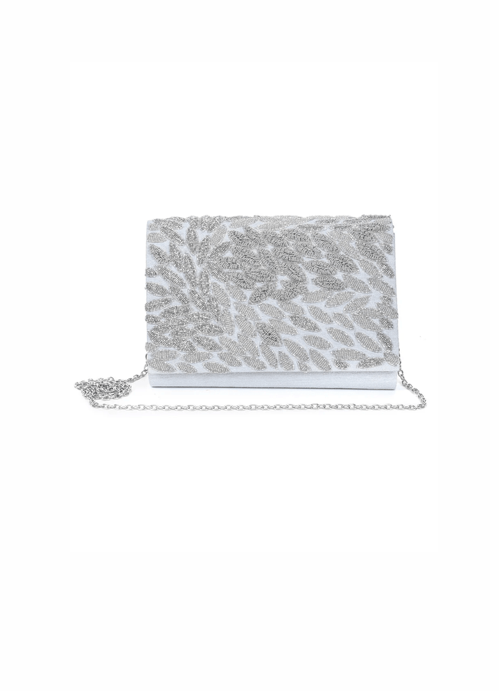 Silver Leaf Sparkle Clutch The Purple Sack - Fabilicious Fashion