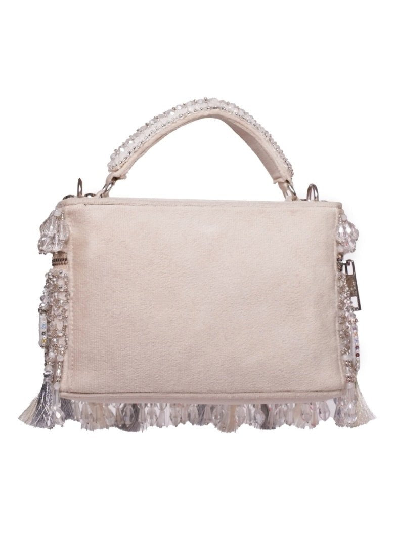 Silver Mirrorwork Embellished Vanity Bag House of Kosha - Fabilicious Fashion