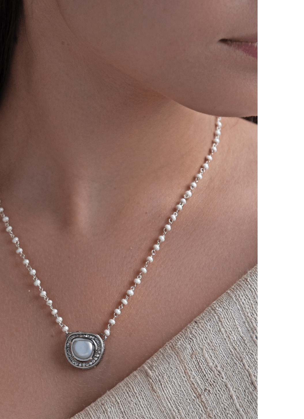 Do Taara Silver Pearl NecklaceFabilicious Fashion