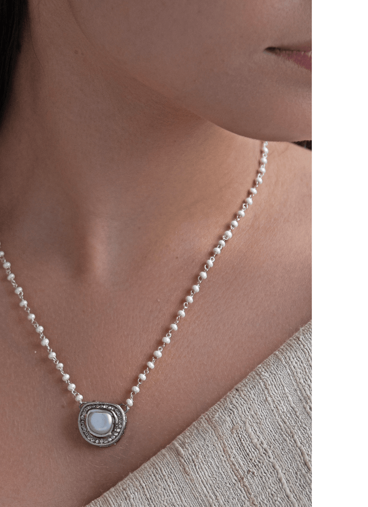 Do Taara Silver Pearl NecklaceFabilicious Fashion