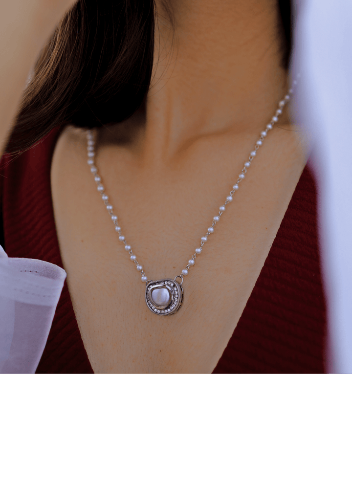 Do Taara Silver Pearl NecklaceFabilicious Fashion