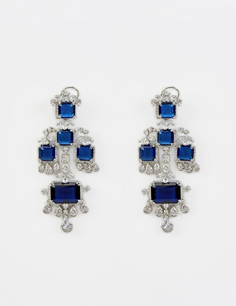 Silver Plated Blue Stone And Zircon Dangler Earrings Vivinia by Vidhi Mehra - Fabilicious Fashion