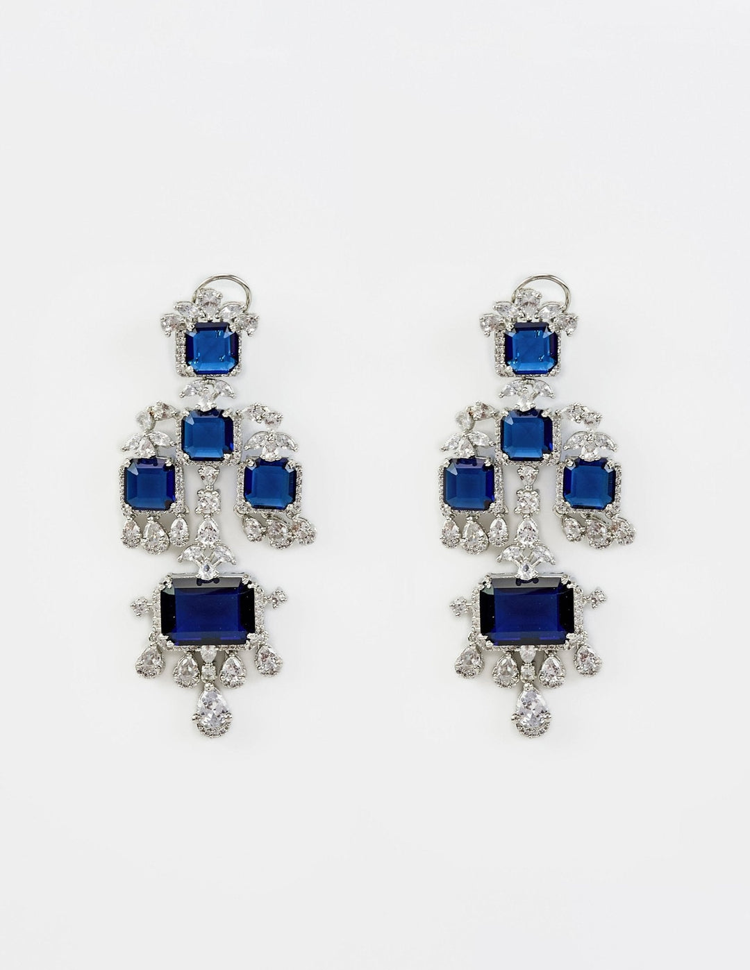 Silver Plated Blue Stone And Zircon Dangler Earrings Vivinia by Vidhi Mehra - Fabilicious Fashion