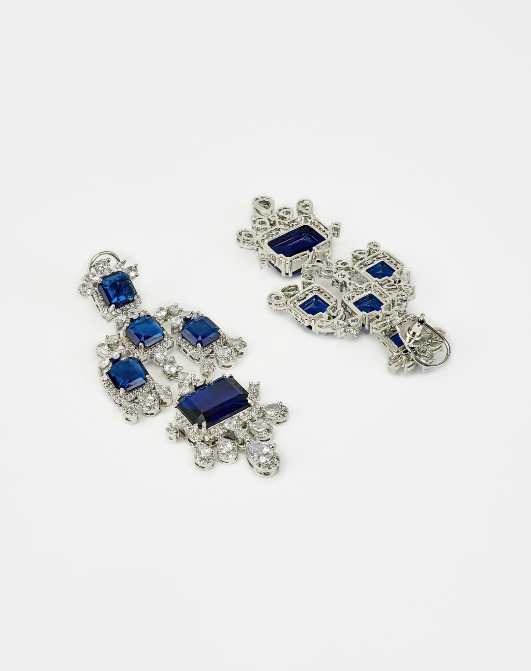 Silver Plated Blue Stone And Zircon Dangler Earrings Vivinia by Vidhi Mehra - Fabilicious Fashion