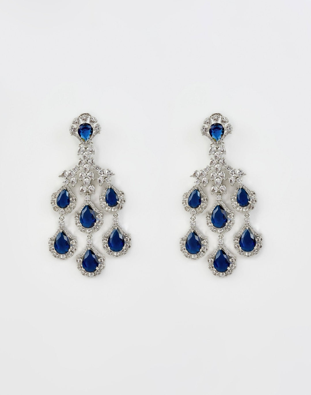 Silver Plated Blue Zircon Dangler Drop Earrings Vivinia by Vidhi Mehra - Fabilicious Fashion