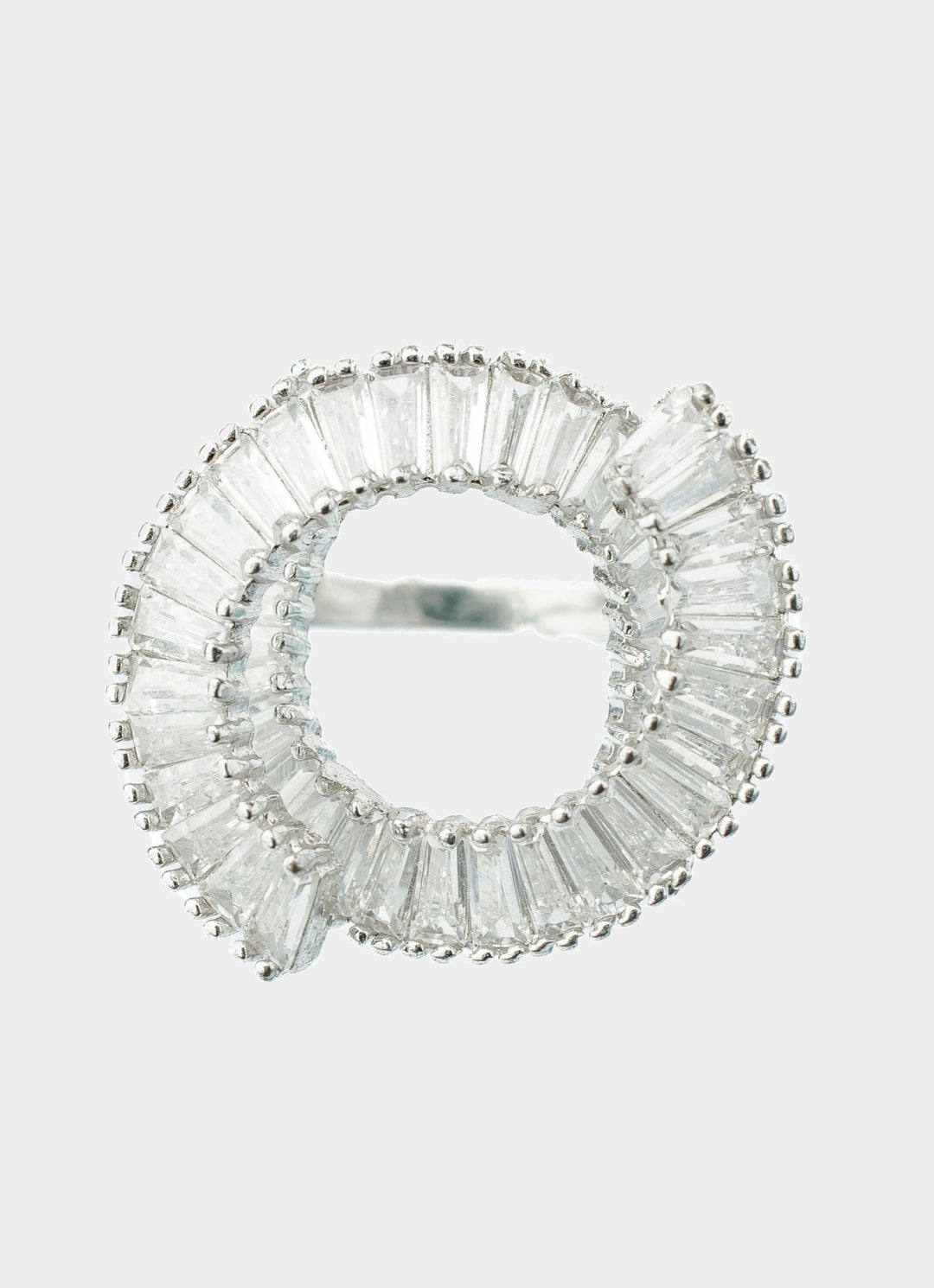 Silver Plated Circle Cut White Zircon Ring Vivinia by Vidhi Mehra - Fabilicious Fashion
