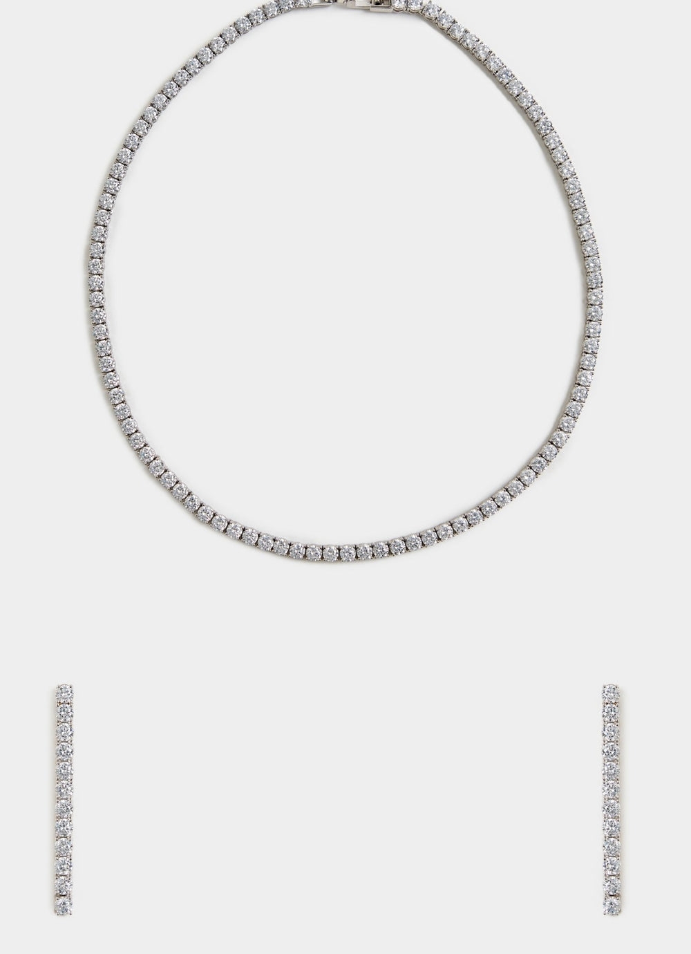 Silver Plated Faux Diamond Necklace Set Vivinia By Vidhi Mehra - Fabilicious Fashion