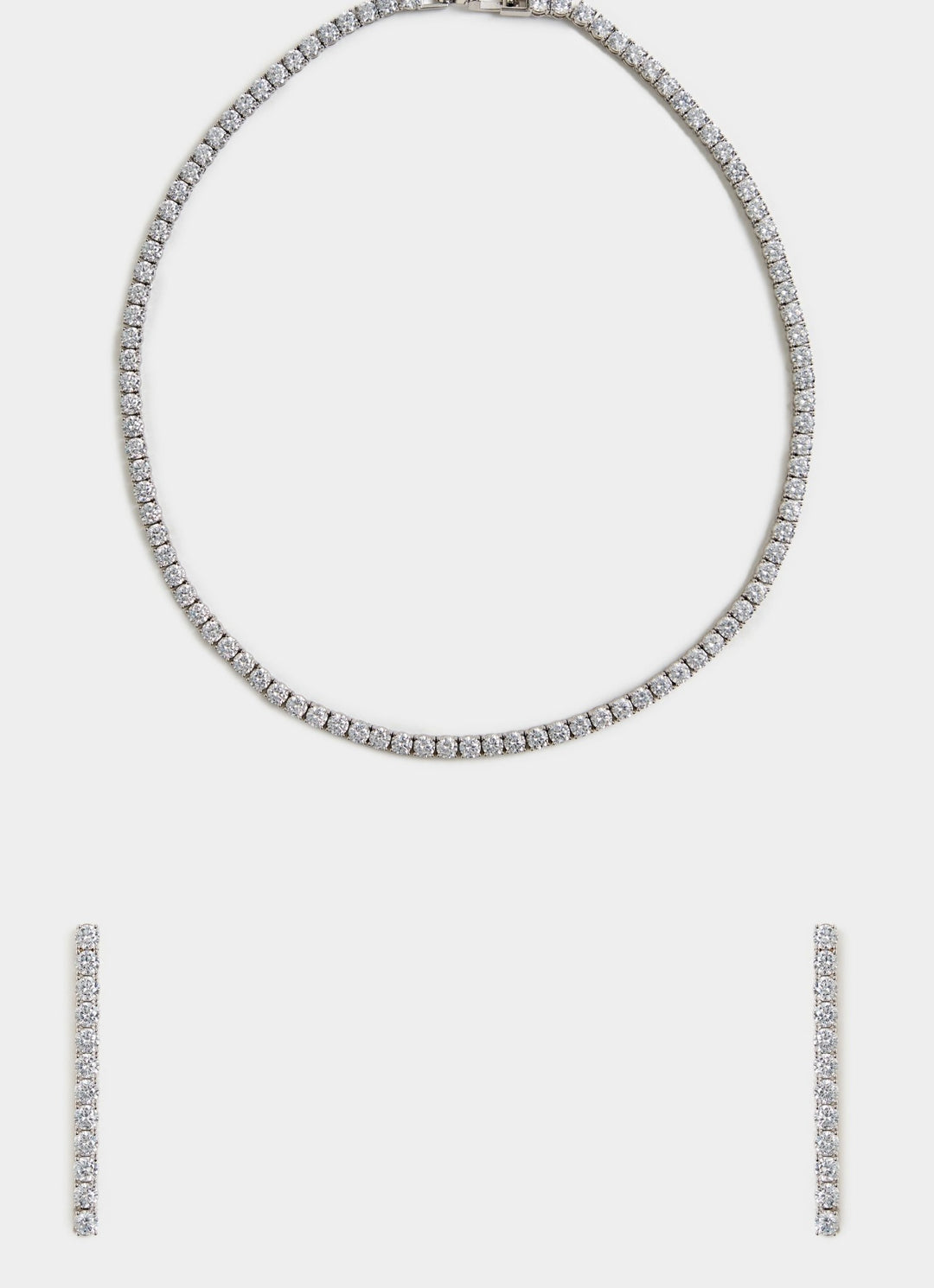 Silver Plated Faux Diamond Necklace Set Vivinia By Vidhi Mehra - Fabilicious Fashion