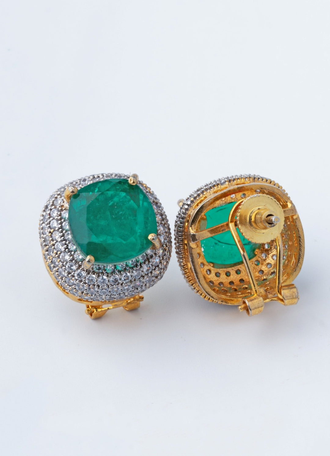 Silver Plated Green Synthetic Stone Statement Choker Necklace Set Vivinia by Vidhi Mehra - Fabilicious Fashion