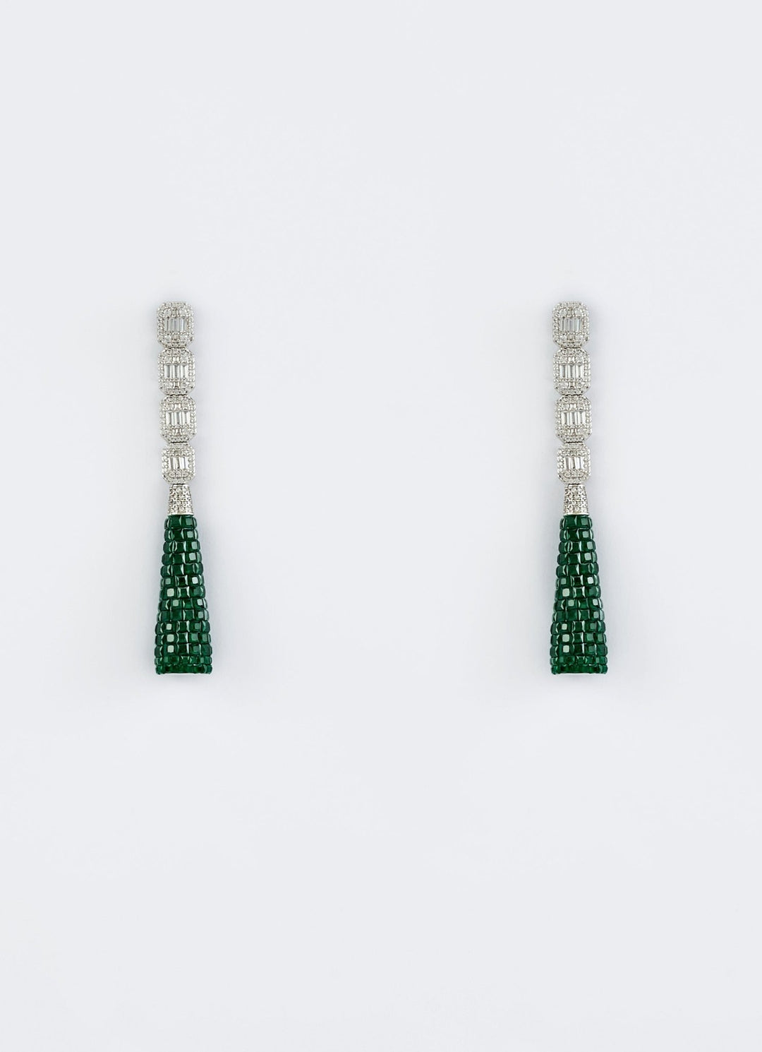 Silver Plated Green Zircon Dangler Earrings Vivinia by Vidhi Mehra - Fabilicious Fashion