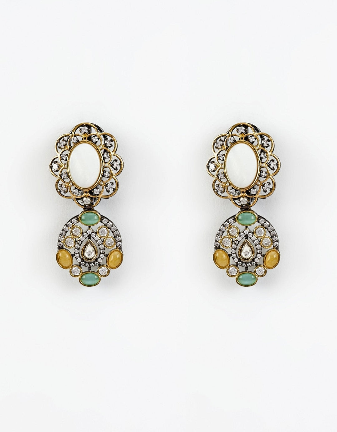 Silver Plated Multi Kundan Long Necklace Set Vivinia by Vidhi Mehra - Fabilicious Fashion
