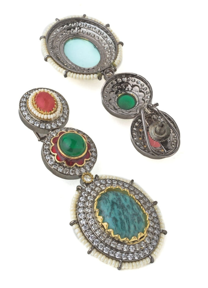 Vivinia by Vidhi Mehra Silver Plated Multicolored Synthetic Stone Necklace SetFabilicious Fashion