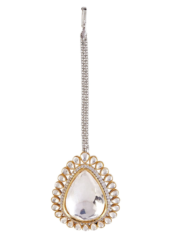 Silver Plated Statement Kundan Necklace Set Vivinia by Vidhi Mehra - Fabilicious Fashion