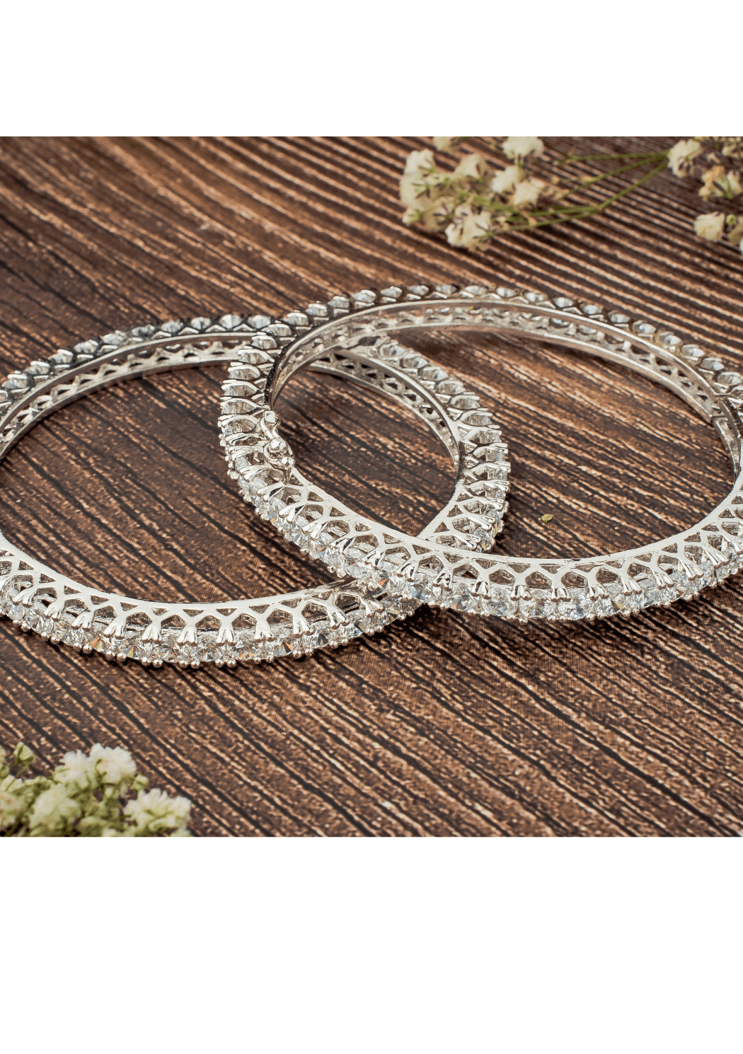 Silver Plated White Zircon Gold Plated Bangles Vivinia by Vidhi Mehra - Fabilicious Fashion