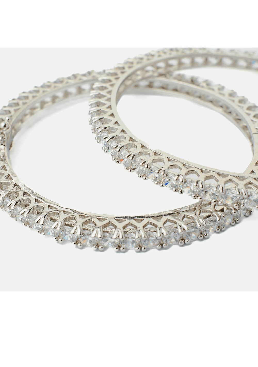 Silver Plated White Zircon Gold Plated Bangles Vivinia by Vidhi Mehra - Fabilicious Fashion