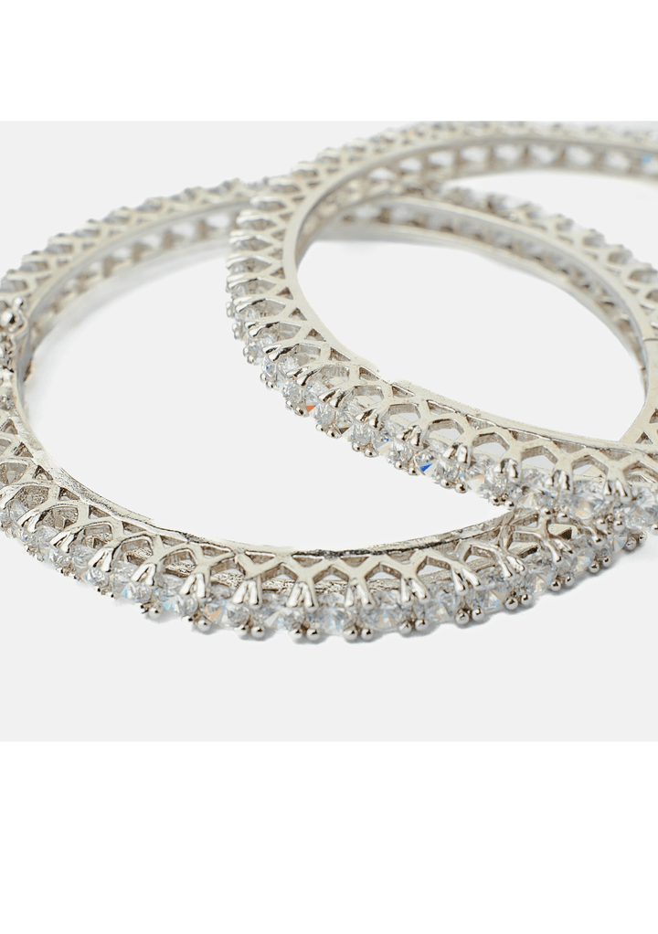 Silver Plated White Zircon Gold Plated Bangles Vivinia by Vidhi Mehra - Fabilicious Fashion