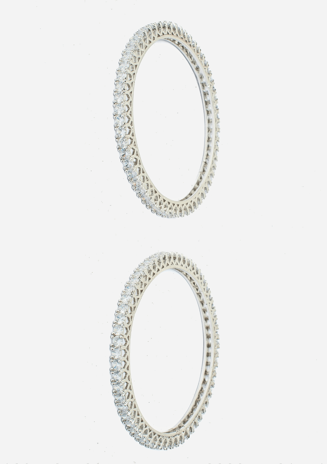 Silver Plated White Zircon Gold Plated Bangles Vivinia by Vidhi Mehra - Fabilicious Fashion