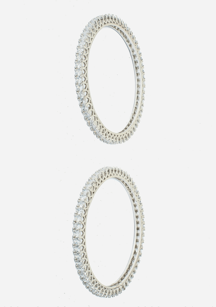 Silver Plated White Zircon Gold Plated Bangles Vivinia by Vidhi Mehra - Fabilicious Fashion