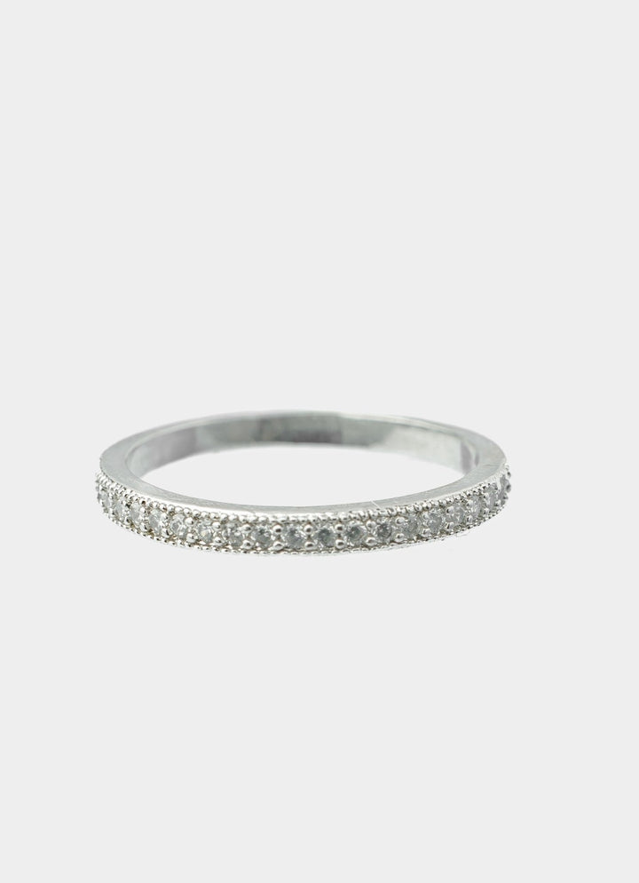 Silver Plated White Zircon Ring Vivinia by Vidhi Mehra - Fabilicious Fashion
