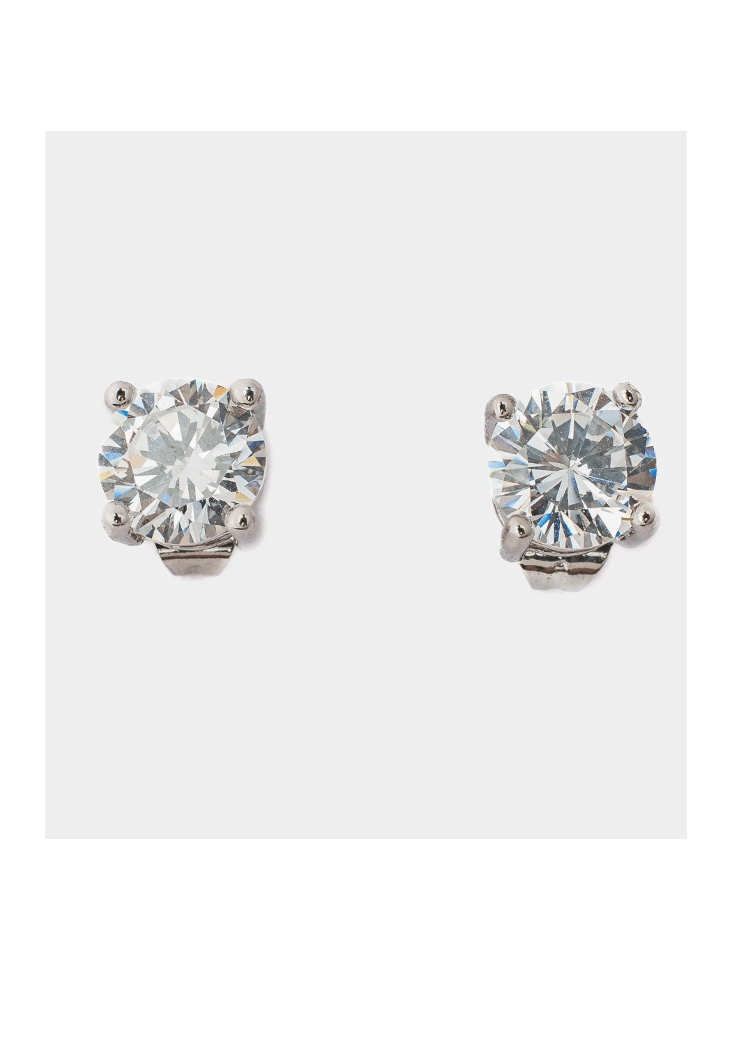 Silver Plated White Zircon Stud Earrings Vivinia by Vidhi Mehra - Fabilicious Fashion