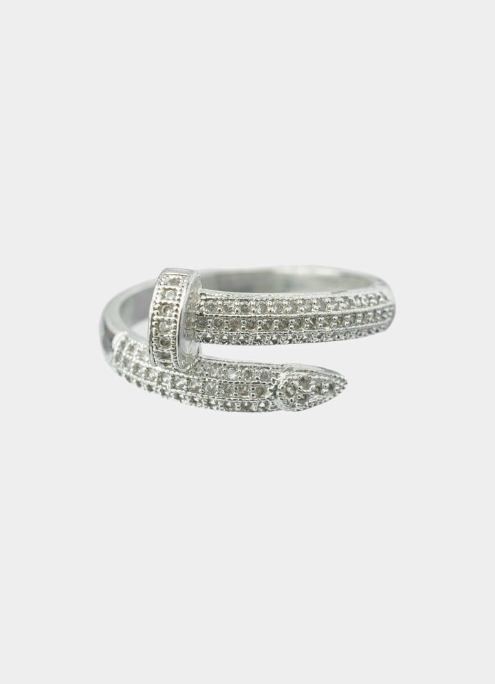 Silver Plated Wrap Around Zircon Ring Vivinia by Vidhi Mehra - Fabilicious Fashion
