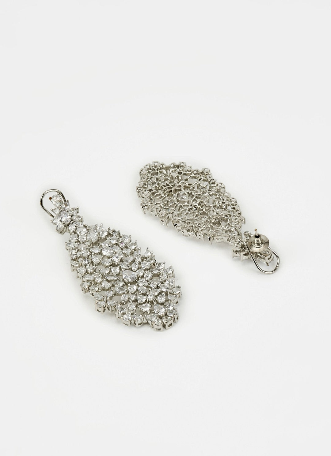 Silver Plated Zircon Dangler Earrings Vivinia by Vidhi Mehra - Fabilicious Fashion