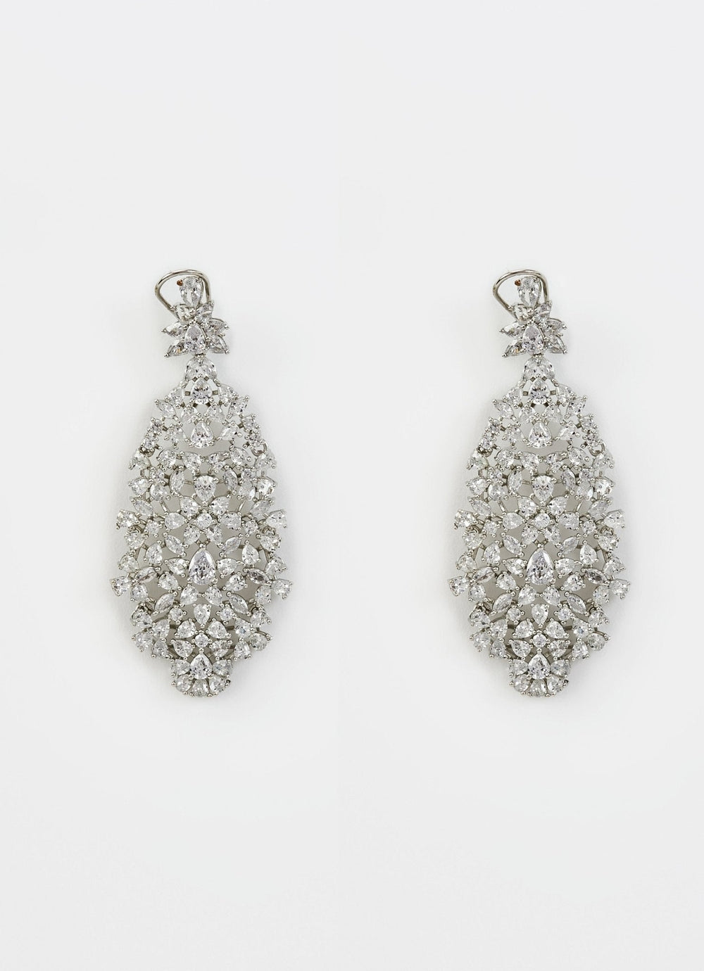 Silver Plated Zircon Dangler Earrings Vivinia by Vidhi Mehra - Fabilicious Fashion