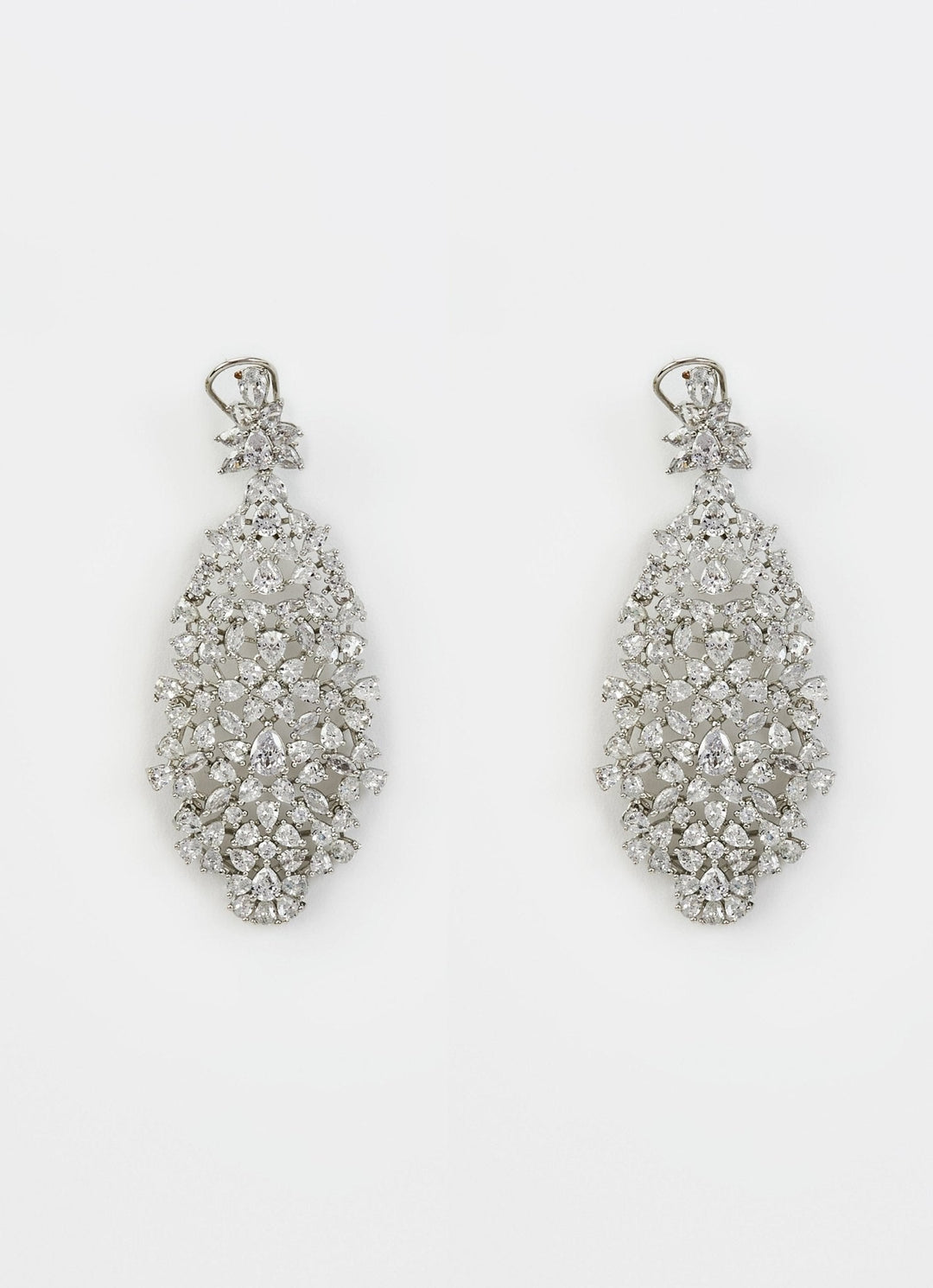 Silver Plated Zircon Dangler Earrings Vivinia by Vidhi Mehra - Fabilicious Fashion