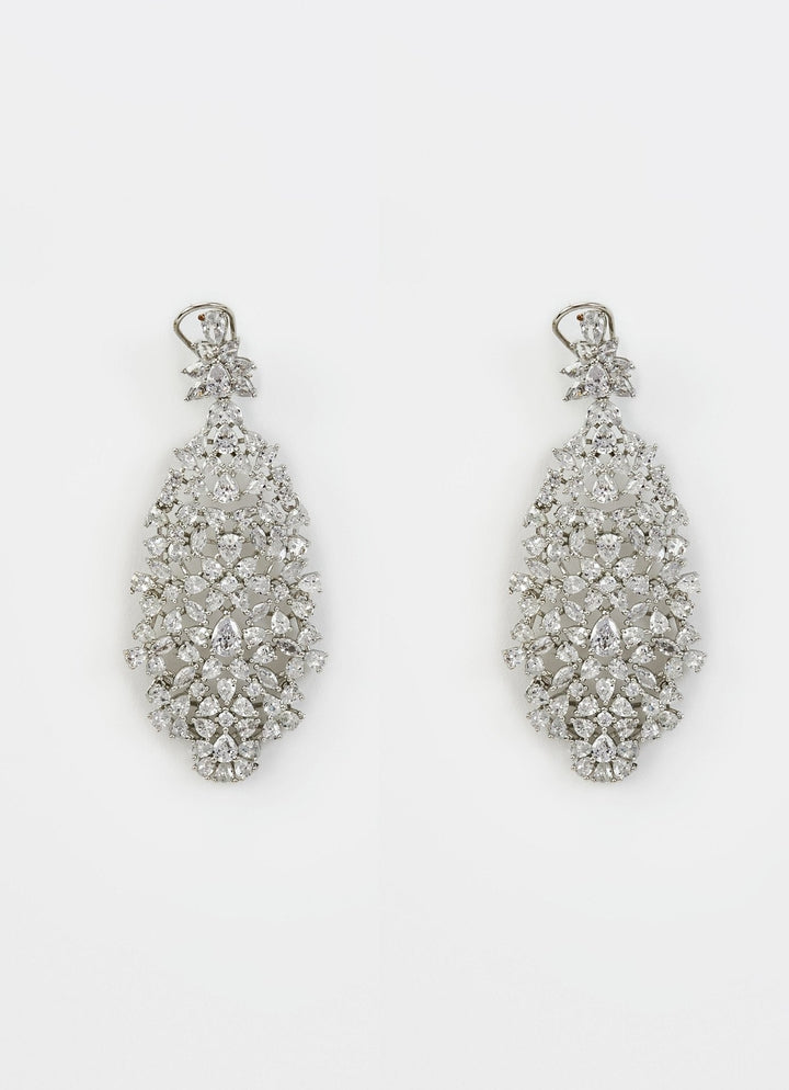 Silver Plated Zircon Dangler Earrings Vivinia by Vidhi Mehra - Fabilicious Fashion
