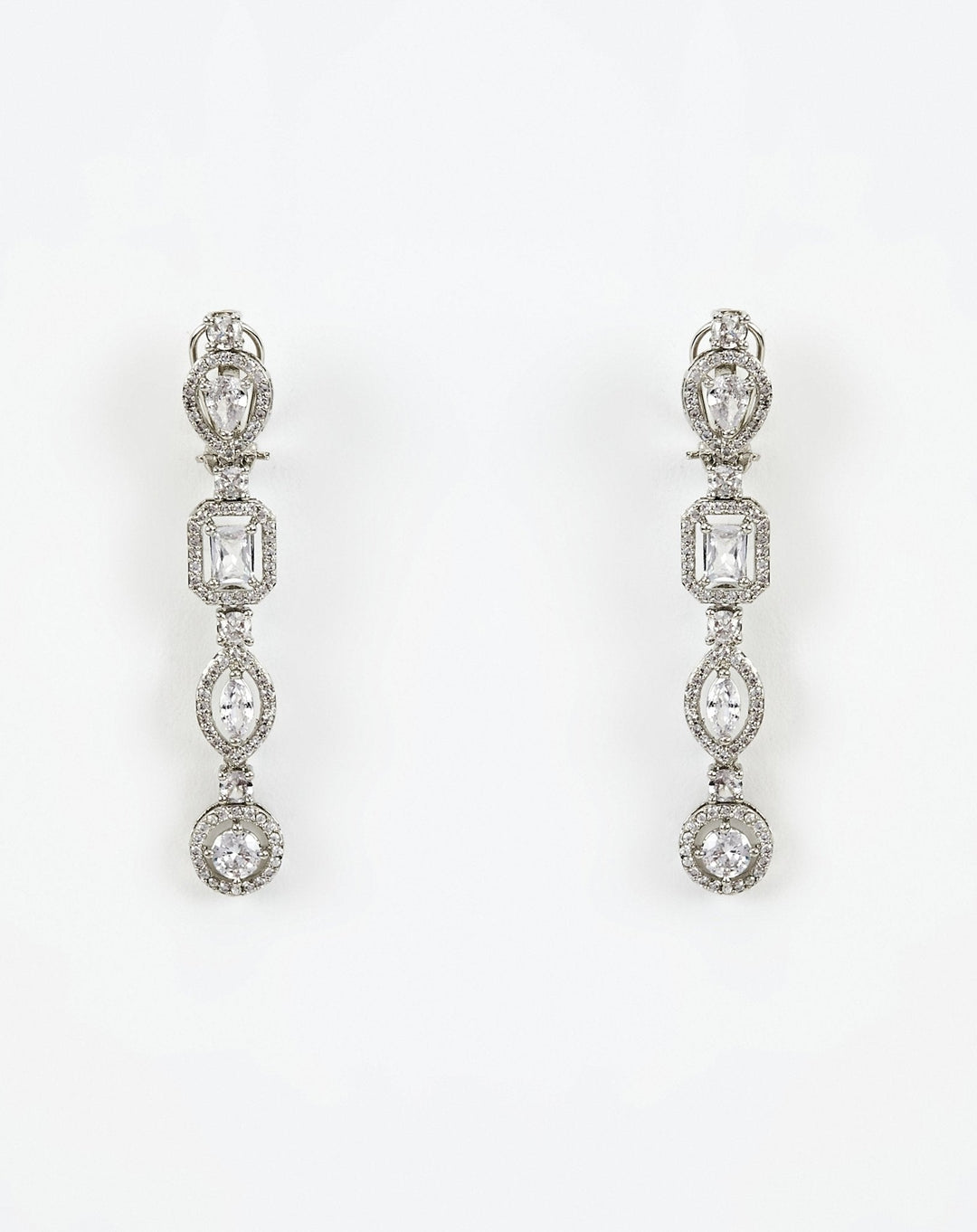 Silver Plated Zircon Double Layered Long Necklace Set Vivinia by Vidhi Mehra - Fabilicious Fashion