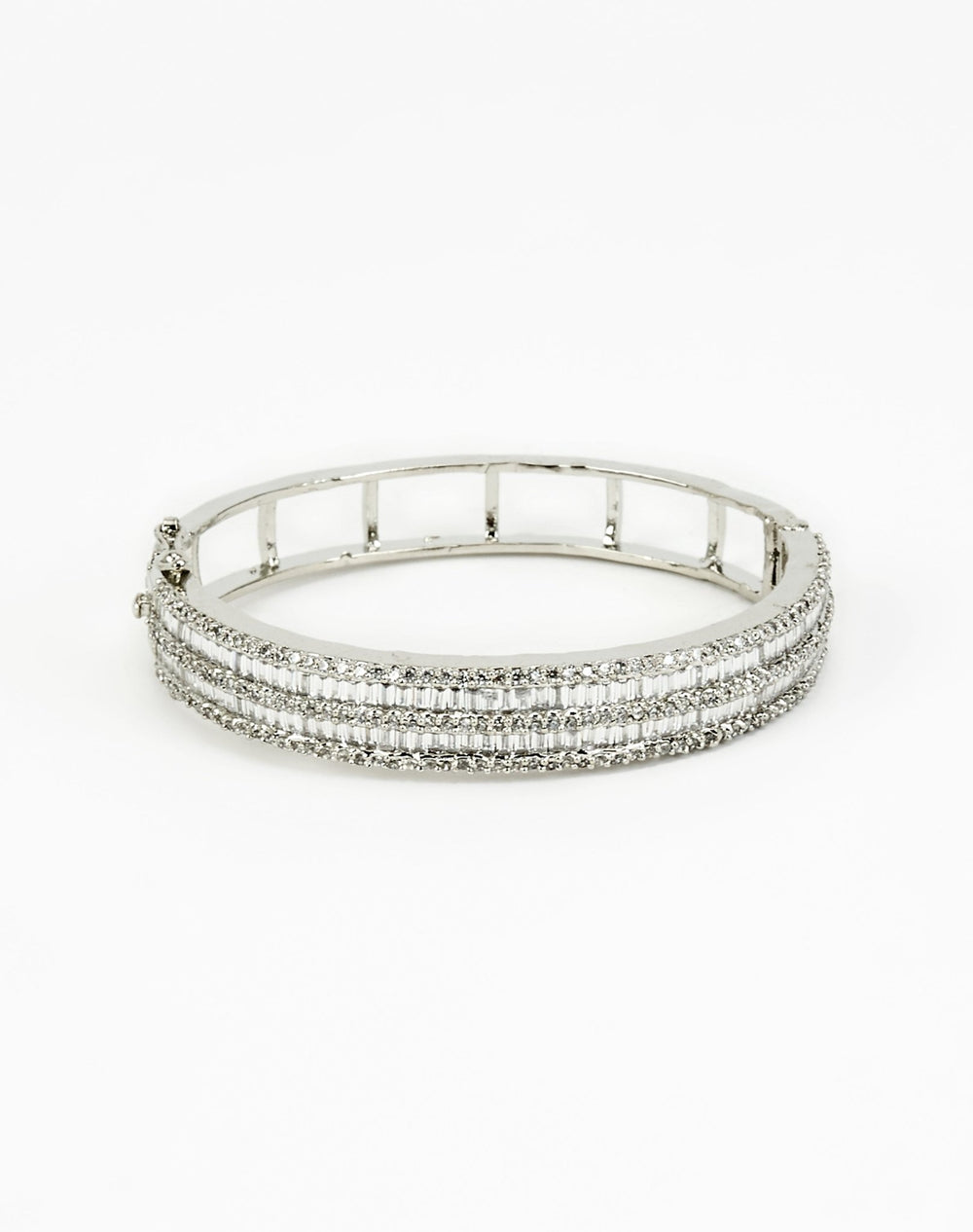 Silver Plated Zircon Stones Bangle Vivinia by Vidhi Mehra - Fabilicious Fashion