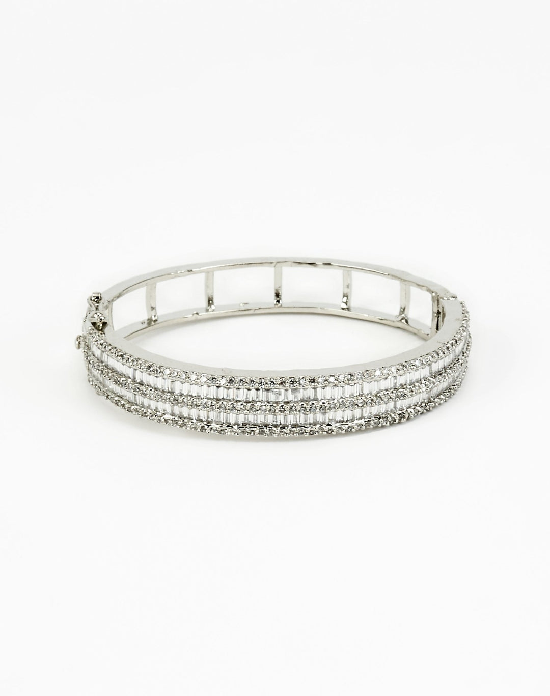 Silver Plated Zircon Stones Bangle Vivinia by Vidhi Mehra - Fabilicious Fashion