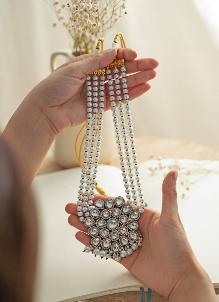 Do Taara Silver Polki And Pearls NecklaceFabilicious Fashion