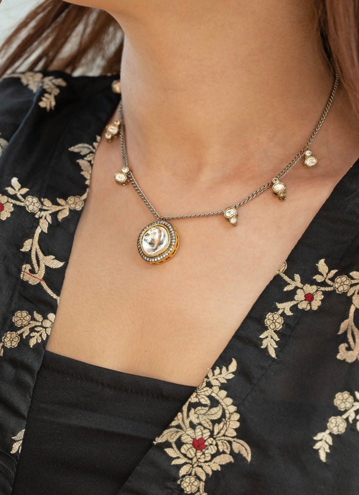 Do Taara Silver Polki NecklaceFabilicious Fashion