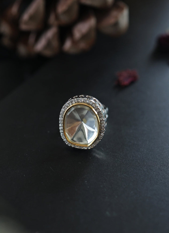 Do Taara Silver Polki Statement RingFabilicious Fashion
