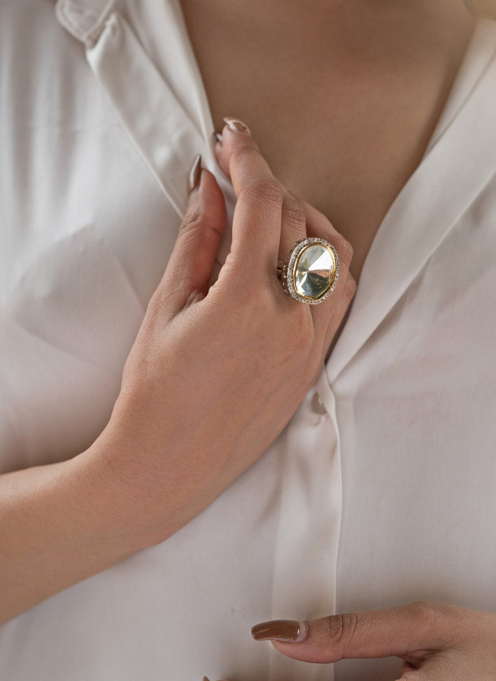 Do Taara Silver Polki Statement RingFabilicious Fashion