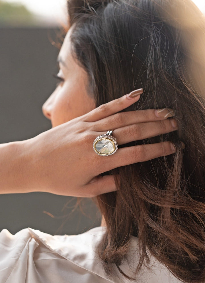 Do Taara Silver Polki Statement RingFabilicious Fashion